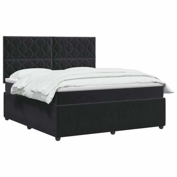 Maison Exclusive - Boxspring seng med madras Sort 140 x 190 cm Velour Svart