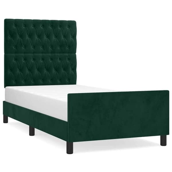 Maison Exclusive - Sängram utan madrass mörkgrön 90x190 cm sammet