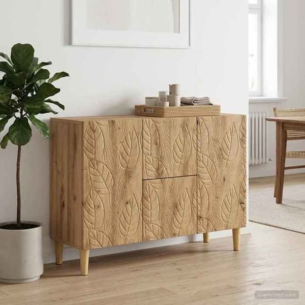 Maison Exclusive - Buffet i håndlavet egetræ 89 x 34,5 x 60 cm Ingeniørtræ