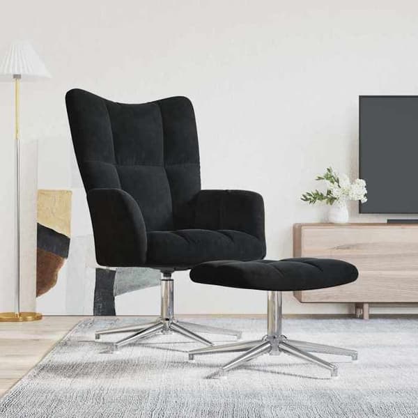 Maison Exclusive - Afslapningsstol med skammel Sort Velour
