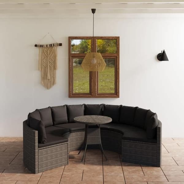 Maison Exclusive - Trädgårdsmöbler 7 delar med kuddar i flätad resin Grå Grå