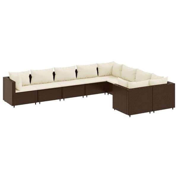 Maison Exclusive - Trädgårdsmöbler med kuddar 9 delar brun flätad resin