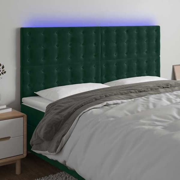 Maison Exclusive - LED-päätylevy tummanvihreä 160x5x118/128 cm sametti Mörkgrön