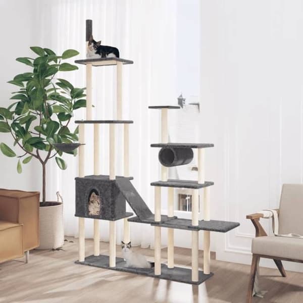 Maison Exclusive - Kattträd med sisal klöstrumpor Mörkgrå 279 cm Mörkgrå