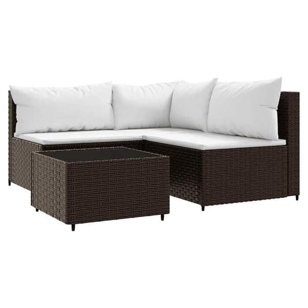 Maison Exclusive - Trädgårdsmöbler 4 delar med kuddar Brun Flätad resin