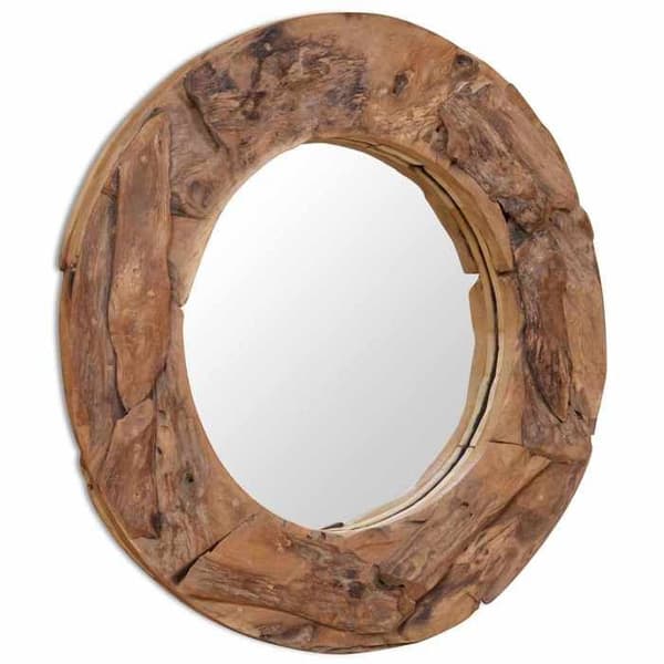 Maison Exclusive - Teakpuu koristepeili 80 cm Pyöreä brun
