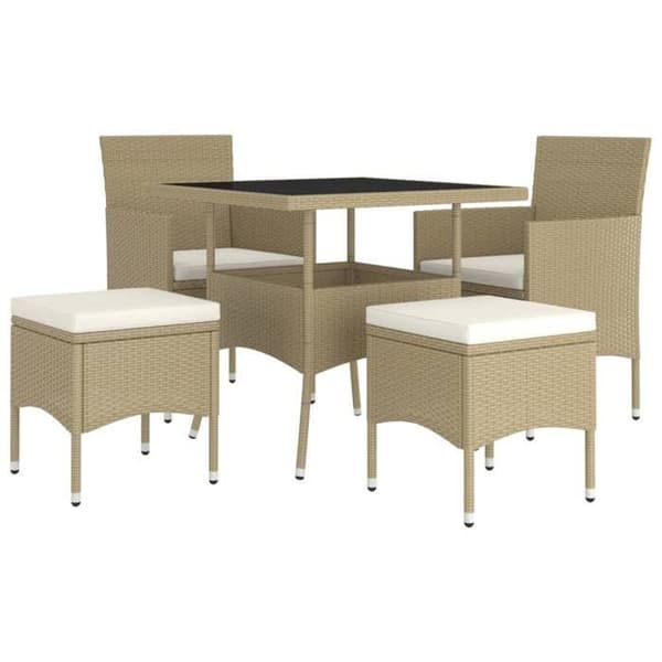 Maison Exclusive - Trädgårdsset 5 delar i flätad resin Beige beige