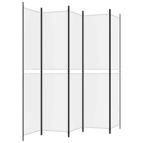 Maison Exclusive - Avskiljande vägg 5 paneler Vit 250x220 cm Tyg
