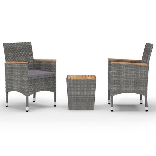Maison Exclusive - Bistro-set 3 delar i flätad resin och akaciaträ Grå Grå