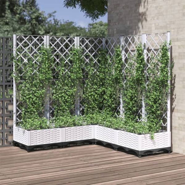 Maison Exclusive - Blomlåda med spaljé Vit 120x120x121,5 cm PP Vit