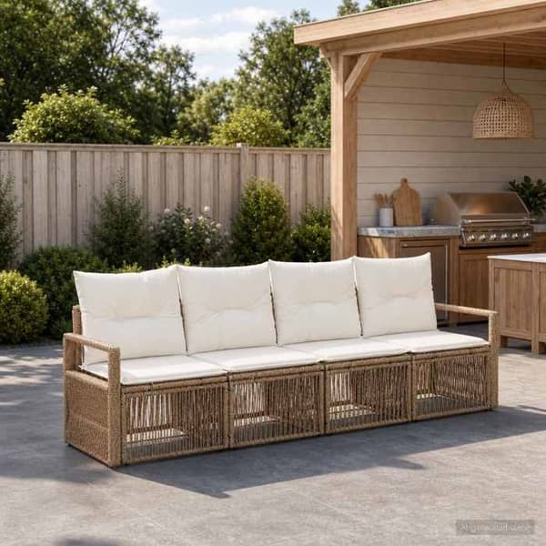 Maison Exclusive - 4 osan beige polyrottinkinen puutarhakalustesetti