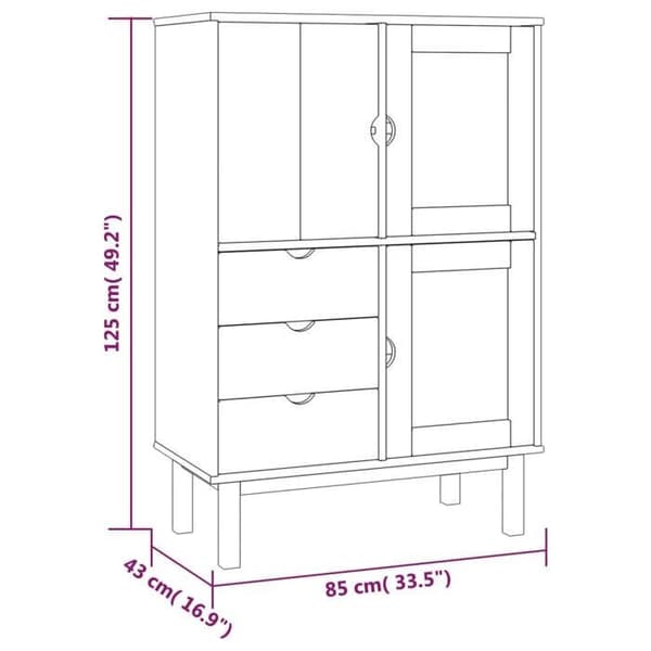 Maison Exclusive - Buffé hög OTTA brun och grå 85x43x125 cm massiv furu