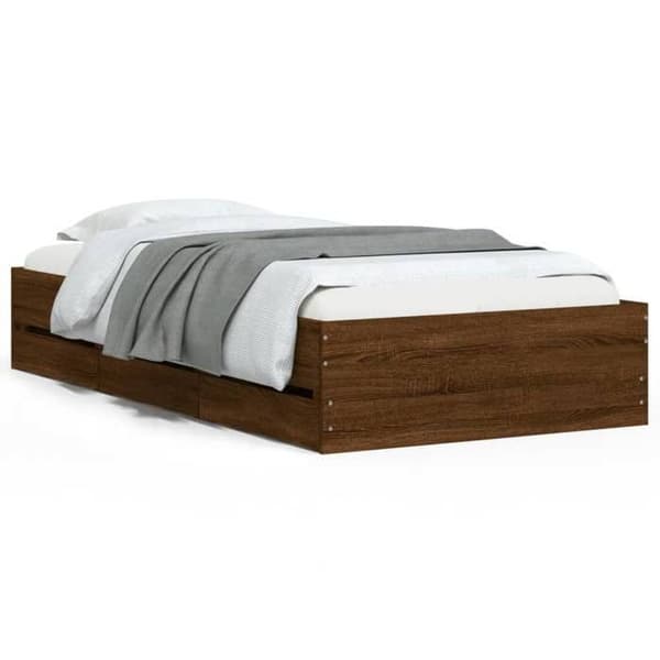 Maison Exclusive - Sengestel med skuffer uden madras, egetræ brun 75x190 cm