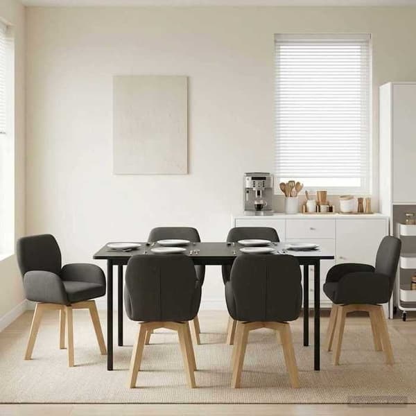 Maison Exclusive - Drejelige spisestuestole 6 stk Bouclé Mørkegrå