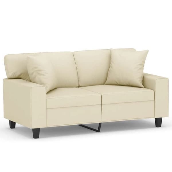 Maison Exclusive - Soffa 2 platser med kuddar i krämfärg 120 cm konstläder