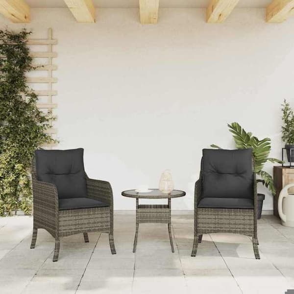 Maison Exclusive - Havestole med puder sæt af 2 grå flettet resin Grå
