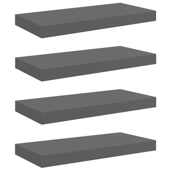 Maison Exclusive - Kelluva seinähylly 4 kpl Harjattu harmaa 50x23,5x3,8 cm MDF Glänsande grå