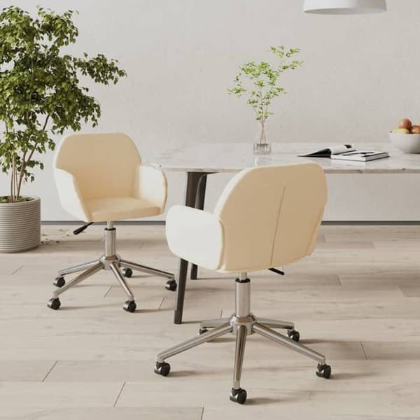 Maison Exclusive - Snurrande matstolar set om 2 Creme Tyg