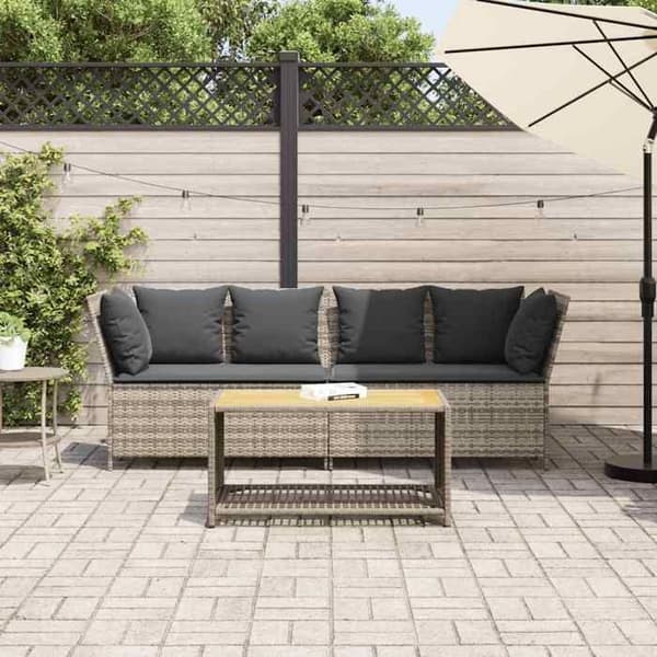 Maison Exclusive - Trädgårdsoffa och ljusgrå kuddar i flätad resin Ljusgrått