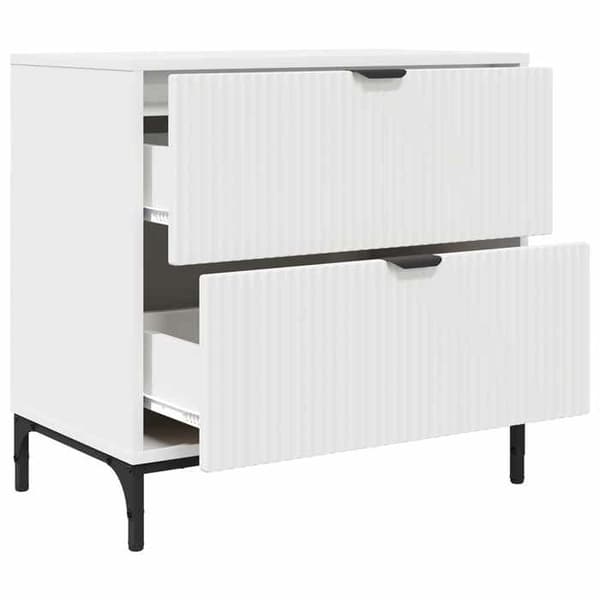 Natteskab - EKSKLUSIV HUS - 63,5 x 36 x 61 cm - Hvid - Ingeniørtræ - Sorte stålben Vit