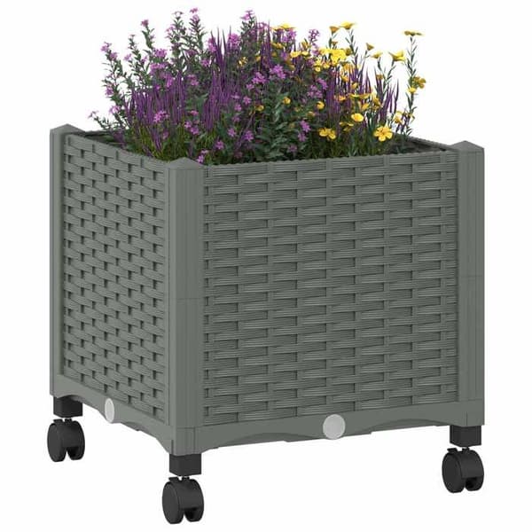 Maison Exclusive - Blomkruka med Hjul Ljusgrå 40 x 40 x 48 cm PP