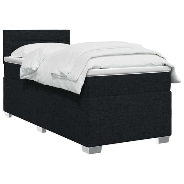 Lys boxspring - MAISON EXCLUSIVE - 90 x 200 - Sort - Polyesterstof - Justerbar hovedgærde Svart