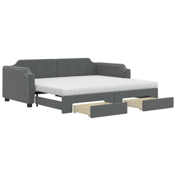 Maison Exclusive - Sovesofa med udtræk og skuffer i mørkegrå 100x200 cm stof