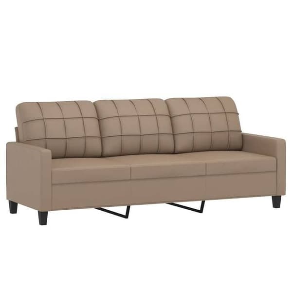 Maison Exclusive - 3-delars soffgrupp med kuddar Cappuccino konstläder
