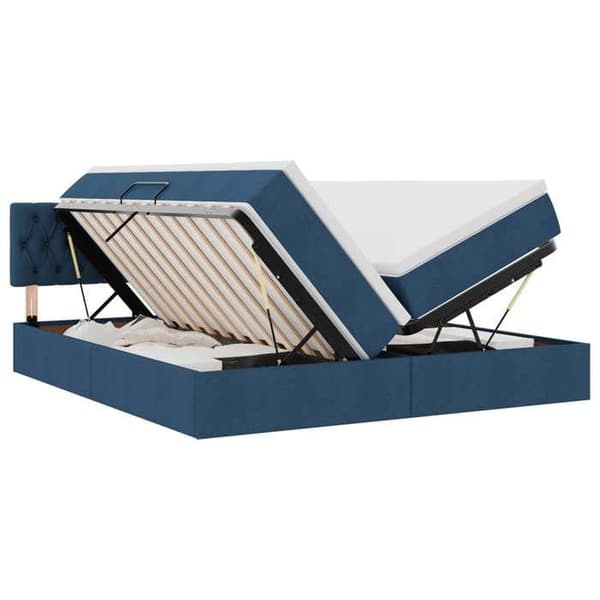 Opbevaringsseng - EKSKLUSIV HUS - Moderne Opbevaringsseng - 200 x 200 cm - Blå kunstlæder - Hydraulisk mekanisme Blå