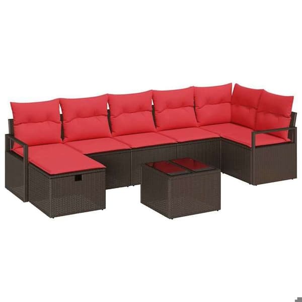 Maison Exclusive - Sofa Sæt med Brun og Rød Pude i Polyrotin