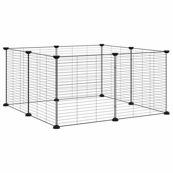 Maison Exclusive - Kæledyrbur med 8 paneler, sort, 70 x 70 x 35 cm, i stål