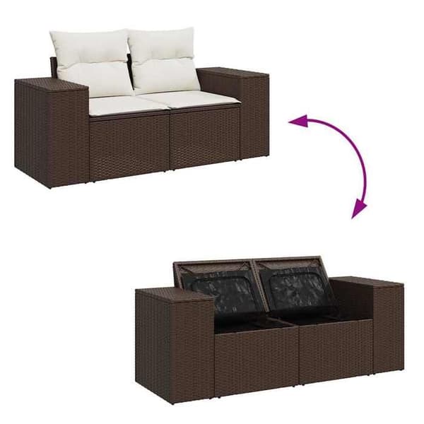 Maison Exclusive - Trädgårdsmöbler med kuddar 6 delar brun flätad resin