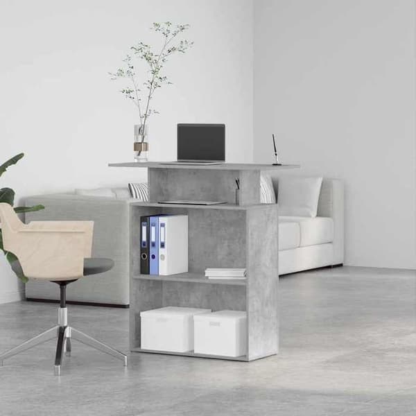 Maison Exclusive - Grå betong receptionsdisk 100x40x104 ingenjörsträ