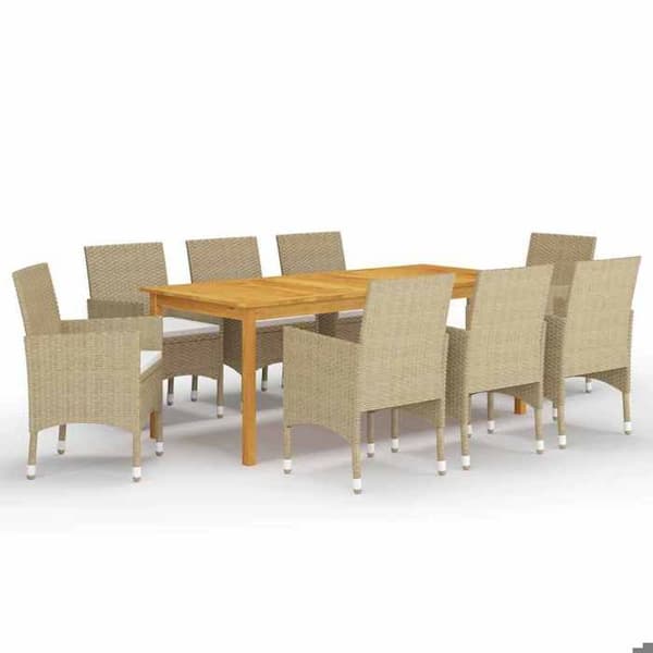 Maison Exclusive - 9 osan puutarhapöytäryhmä Beige beige