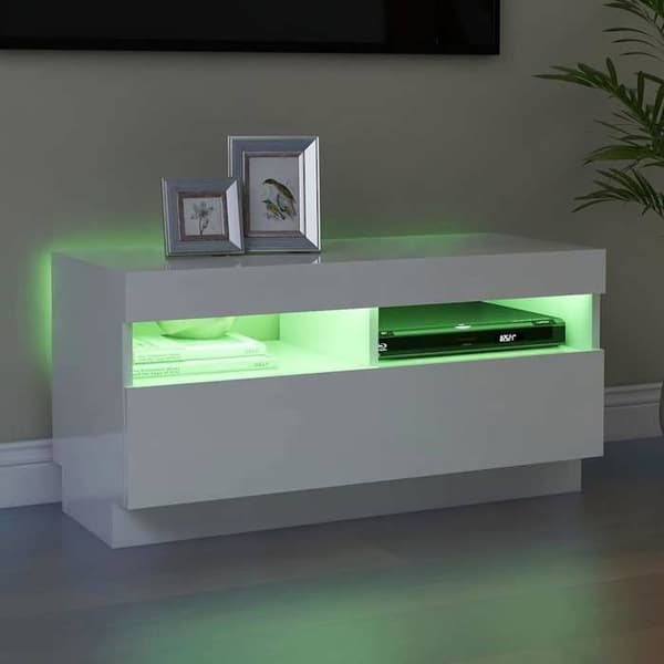 Maison Exclusive - TV-möbel med vit glänsande LED-belysning 80x35x40 cm