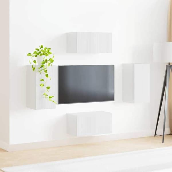 Maison Exclusive - TV-möbelset 4 delar Vit glans Ingenjörsträ