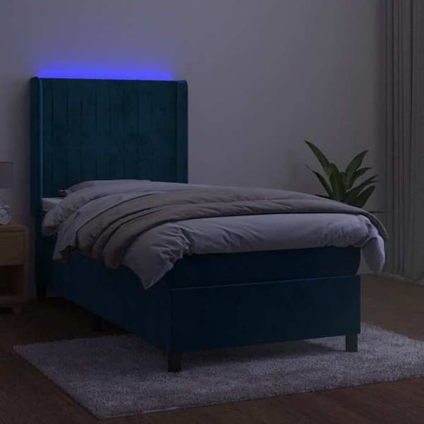 Maison Exclusive - Lakanat, sängyn runko, LED Sininen 90x200cm Sametti Mörkblå