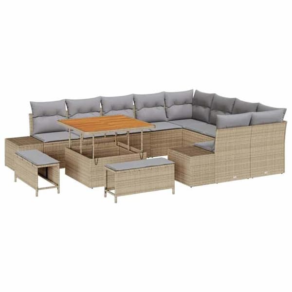 Maison Exclusive - 12 osan puutarhakalustesarja 11 paikkaa Beige Polyrottinki