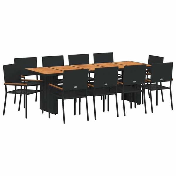 Maison Exclusive - 11 pc have spisebordssæt i sort polyrotin Svart