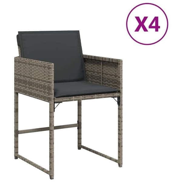 Maison Exclusive - Trädgårdsstolar med kuddar, set om 4, grå flätad resin Grå