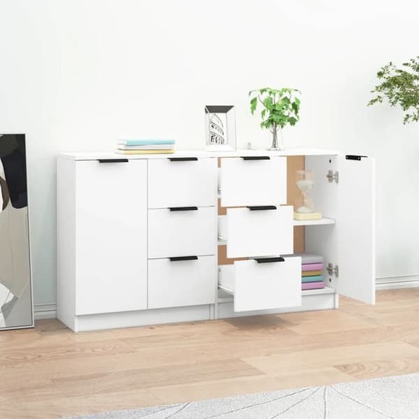 Maison Exclusive - Buffeter 2 stk hvid 60x30x70 cm Ingeniørtræ Vit