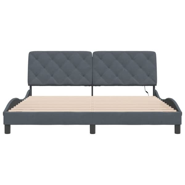Maison Exclusive - Sängram med LED utan madrass mörkgrå 180x200cm sammet