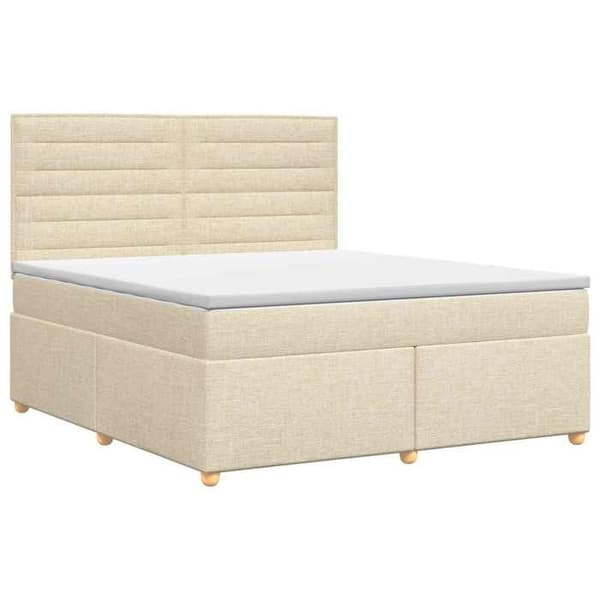 Maison Exclusive - Boxspring säng med madrass Crème 140 x 200 cm Tyg
