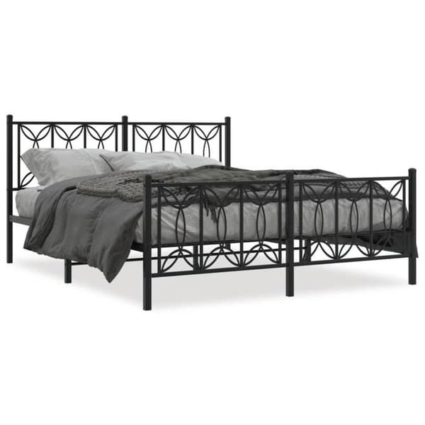 Sengestel - EKSKLUSIV HUS - 150x200 cm - Solid stål - Hovedgærde inkluderet - Opbevaring under sengen Svart