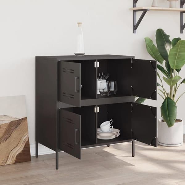 Maison Exclusive - Musta buffet 68x39x79 cm teräksestä