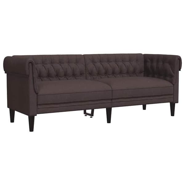 Maison Exclusive - Chesterfield-soffa 3 platser mörkbrun tyg