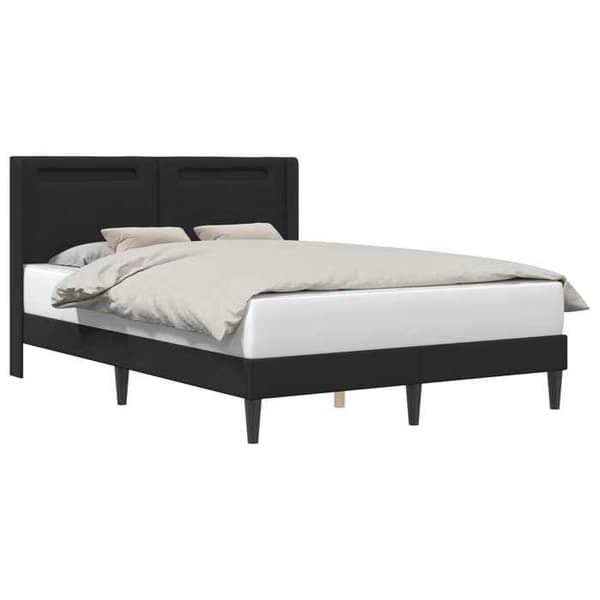 Maison Exclusive - Sengestel med LED-striber Sort 120 x 190 cm Kunstlæder Svart