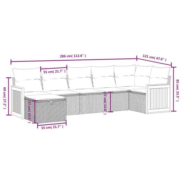 Maison Exclusive - Trädgårdsmöbler med kuddar 7 delar grå flätad resin