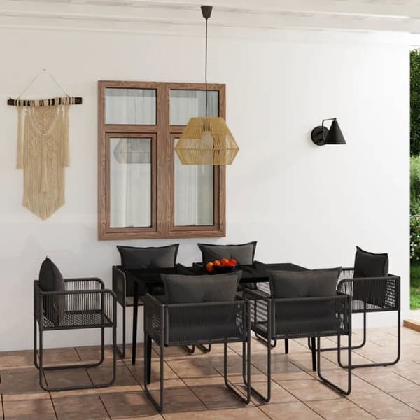 Maison Exclusive - Have spisebordssæt 7 dele Sort