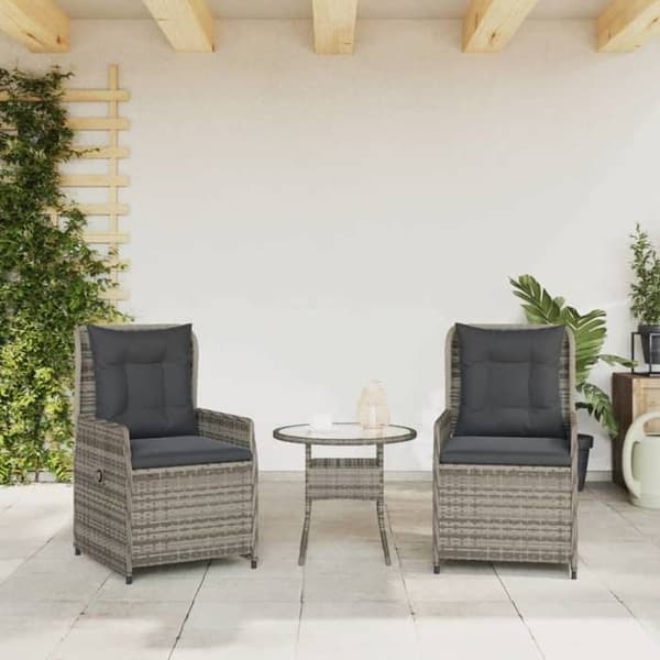 Maison Exclusive - Trädgårdsfåtöljer i grå vävd resin, set om 2